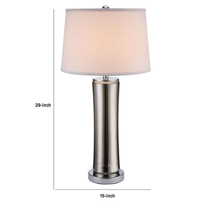 29 Inch Table Lamp, Empire Shade, Set of 2, Glass, Clear Smoke Gray