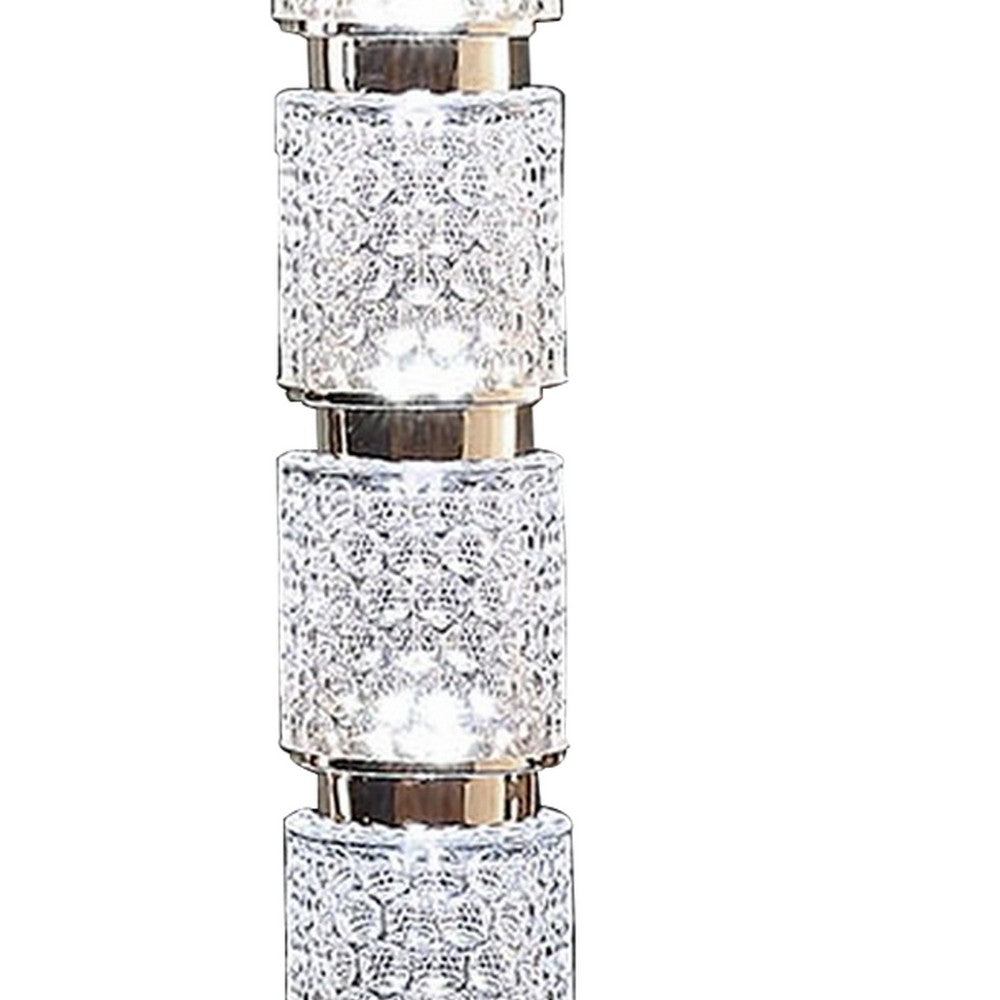 Siri 47 Inch Floor Lamp with LED Glass Shade, Metal Base, Nickel Finish