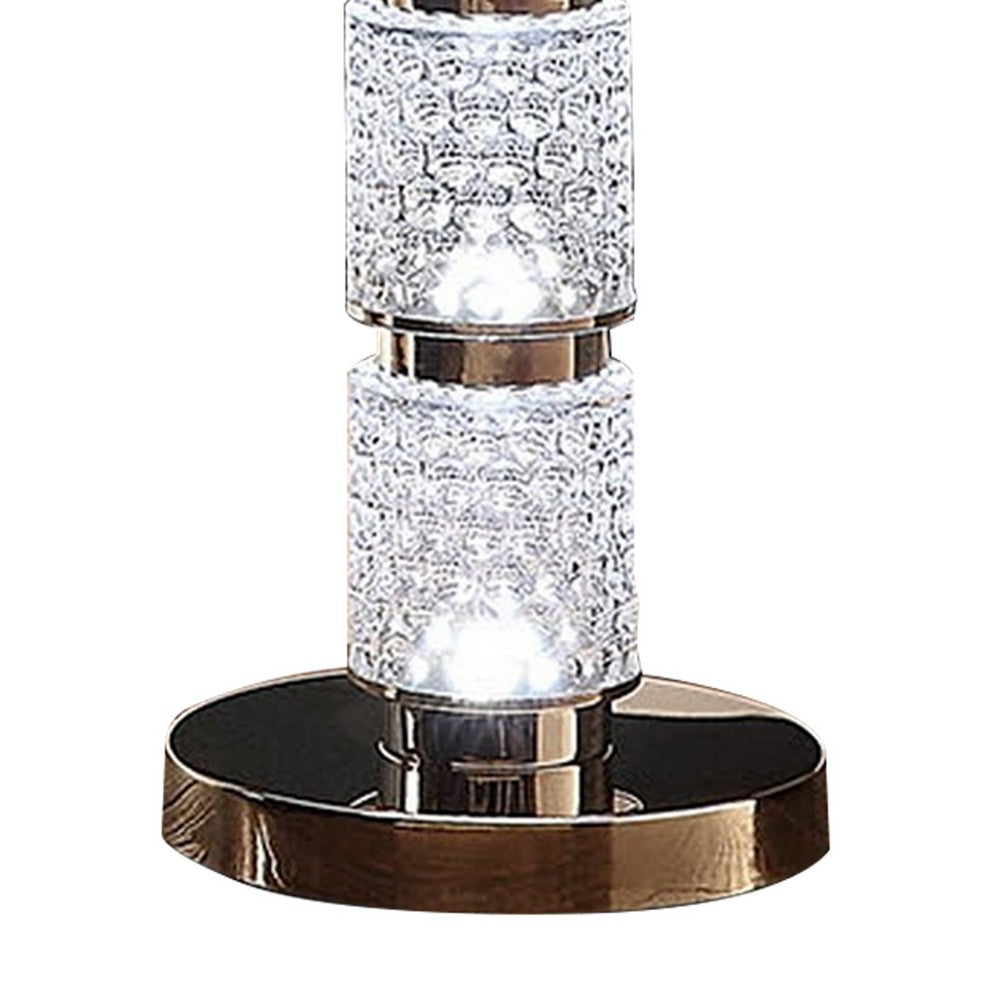Siri 47 Inch Floor Lamp with LED Glass Shade, Metal Base, Nickel Finish