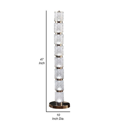 Siri 47 Inch Floor Lamp with LED Glass Shade, Metal Base, Nickel Finish