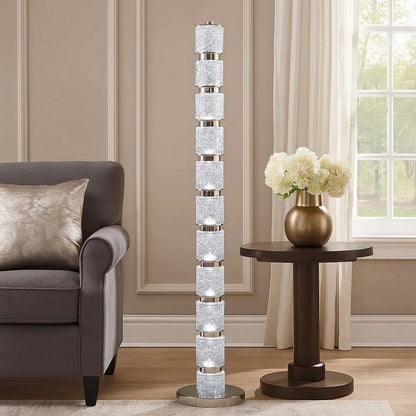 Siri 47 Inch Floor Lamp with LED Glass Shade, Metal Base, Nickel Finish