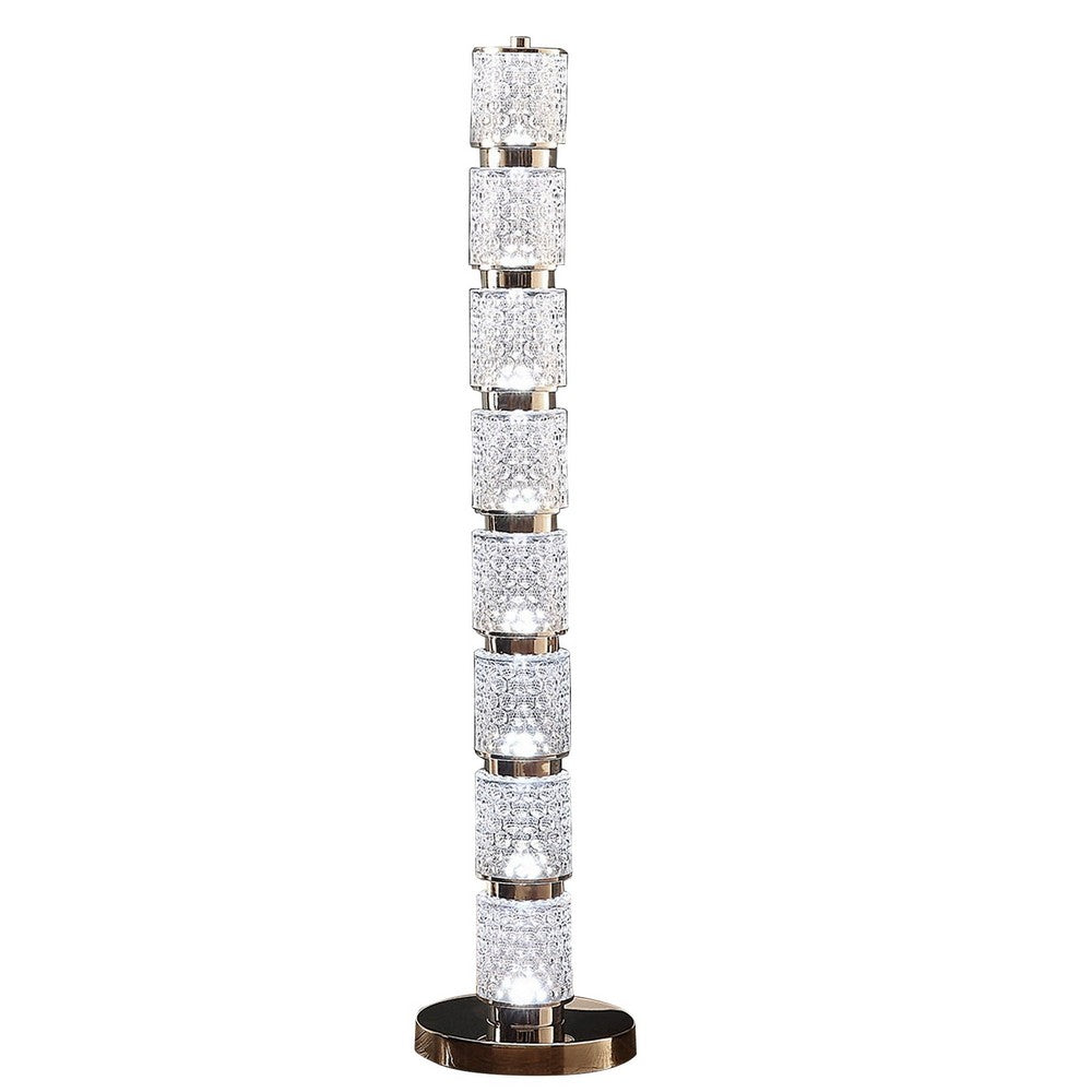 Siri 47 Inch Floor Lamp with LED Glass Shade, Metal Base, Nickel Finish