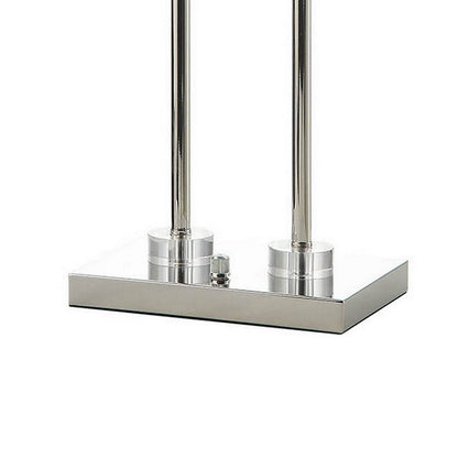 29 Inch Table Lamp with Dual Gray Shade, Glass and Metal, Nickel Finish