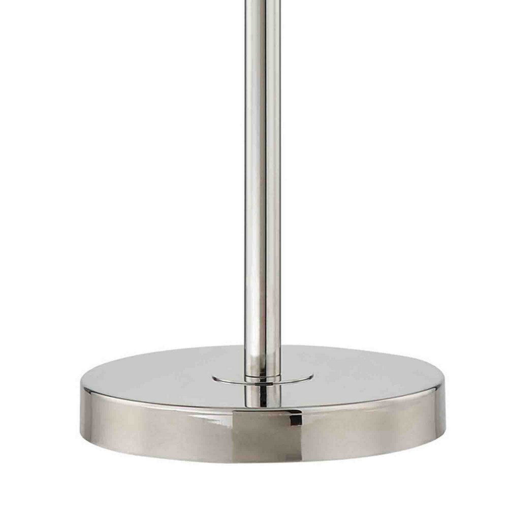 Aimy 27 Inch Table Lamp, LED Glass Shade, Metal, Chrome and White Finish