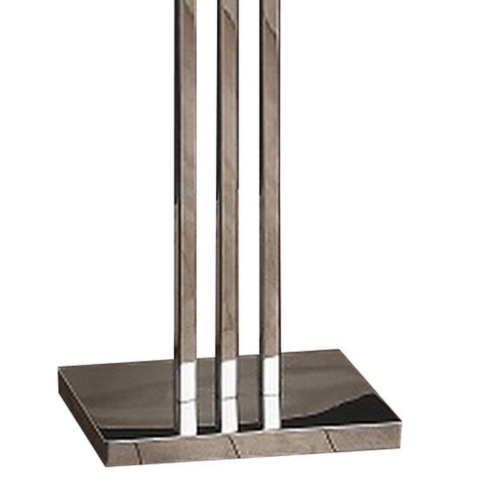 61 Inch Floor Lamp, 3 Crystal Cascade Style Shade, Chrome Finished Metal