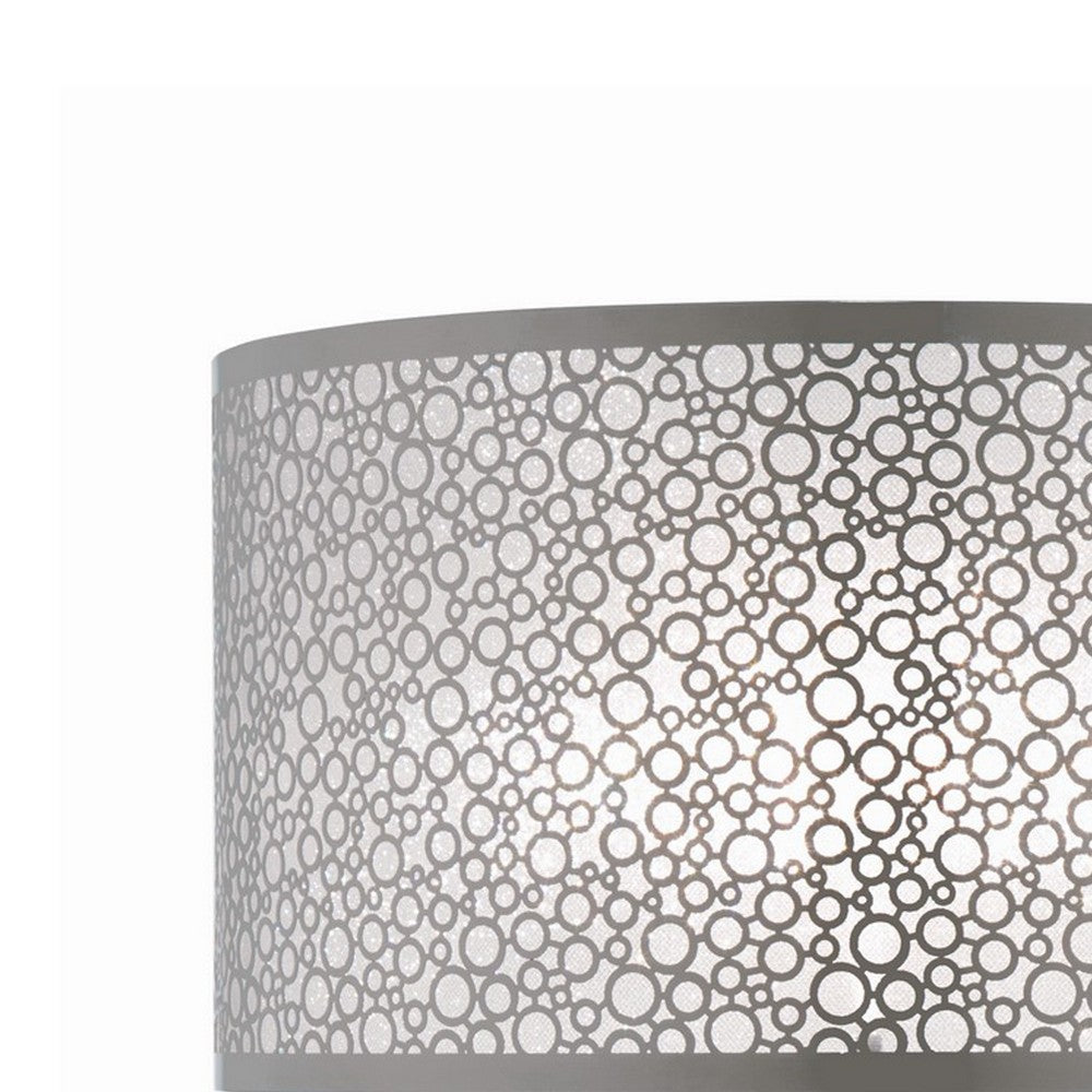 27 Inch Table Lamp with Metal and Fabric Shade, 
Sleek Chrome Finish