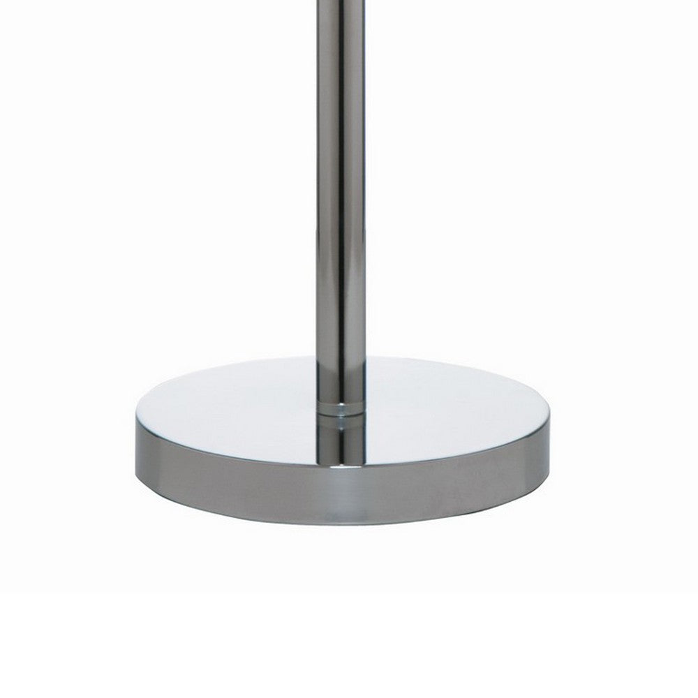 27 Inch Table Lamp with Metal and Fabric Shade, 
Sleek Chrome Finish