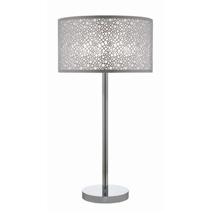 27 Inch Table Lamp with Metal and Fabric Shade, 
Sleek Chrome Finish