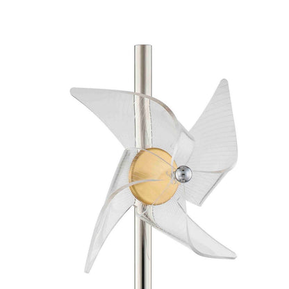 29 Inch Table Lamp, LED Pinwheel Shades, Metal, Acrylic, Sand Chrome