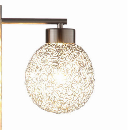 Fern 31 Inch Table Lamp with 3 Orb Shades, Metal, Sand Chrome Finish