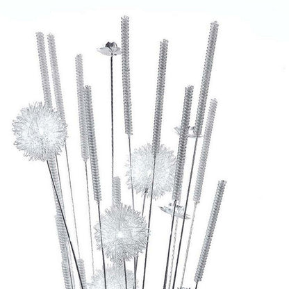 63 Inch Floor Lamp, Flower Vase Design, Wire Base, Metal, Chrome Finish