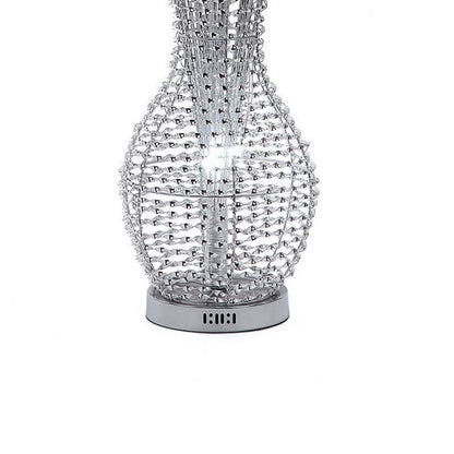 63 Inch Floor Lamp, Flower Vase Design, Wire Base, Metal, Chrome Finish