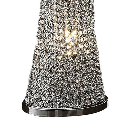 Wren 57 Inch Floor Lamp, Crystal Base with Subtle Curve, Metal, Silver