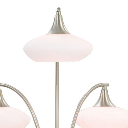 31 Inch Table Lamp, 5 Dome Shape Shades, Glass, Sand Chrome Finished Metal