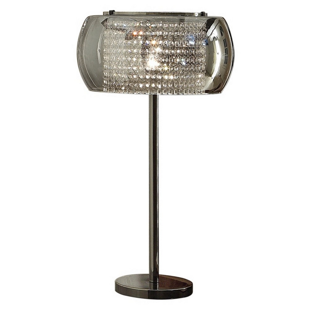 Hana 30 Inch Table Lamp, Modern Crystal Glass Shade, Metal, Black Nickel