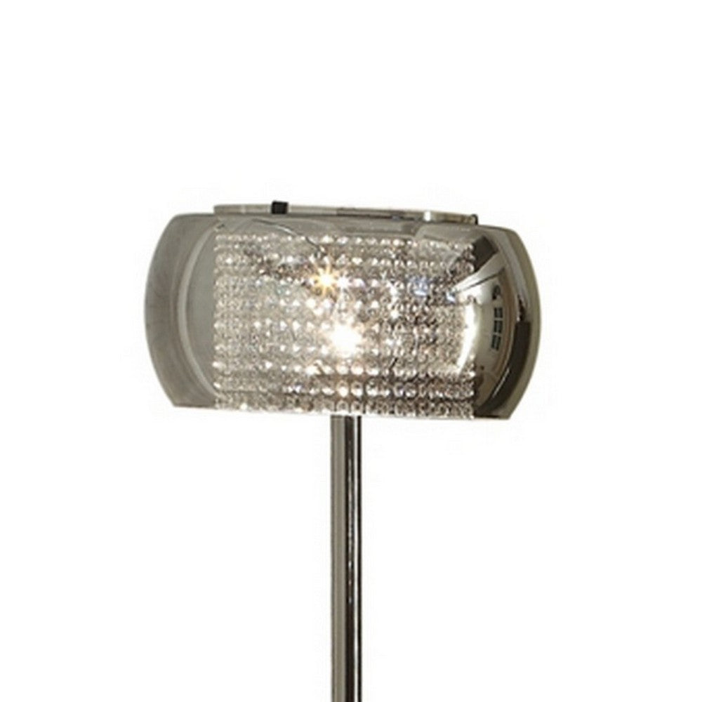 Hana 61 Inch Floor Lamp, Modern Crystal Glass Shade, Metal, Black Nickel