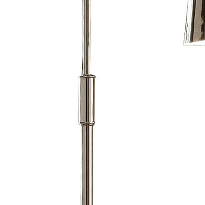 63 Inch Floor Lamp, Cone Metal Shade, Round Base, Silver Finish