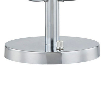 25 Inch Table Lamp, 3 Globe Crystal Shades, Modern Nickel Metal Base