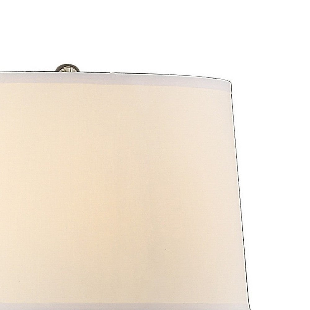 31 Inch Table Lamp Set of 2, Empire Fabric Shade, Modern Nickel Base