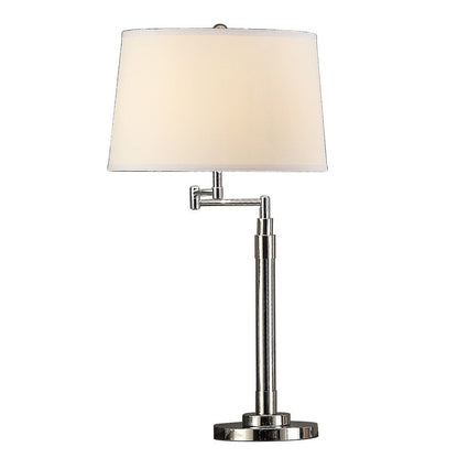 31 Inch Table Lamp Set of 2, Empire Fabric Shade, Modern Nickel Base