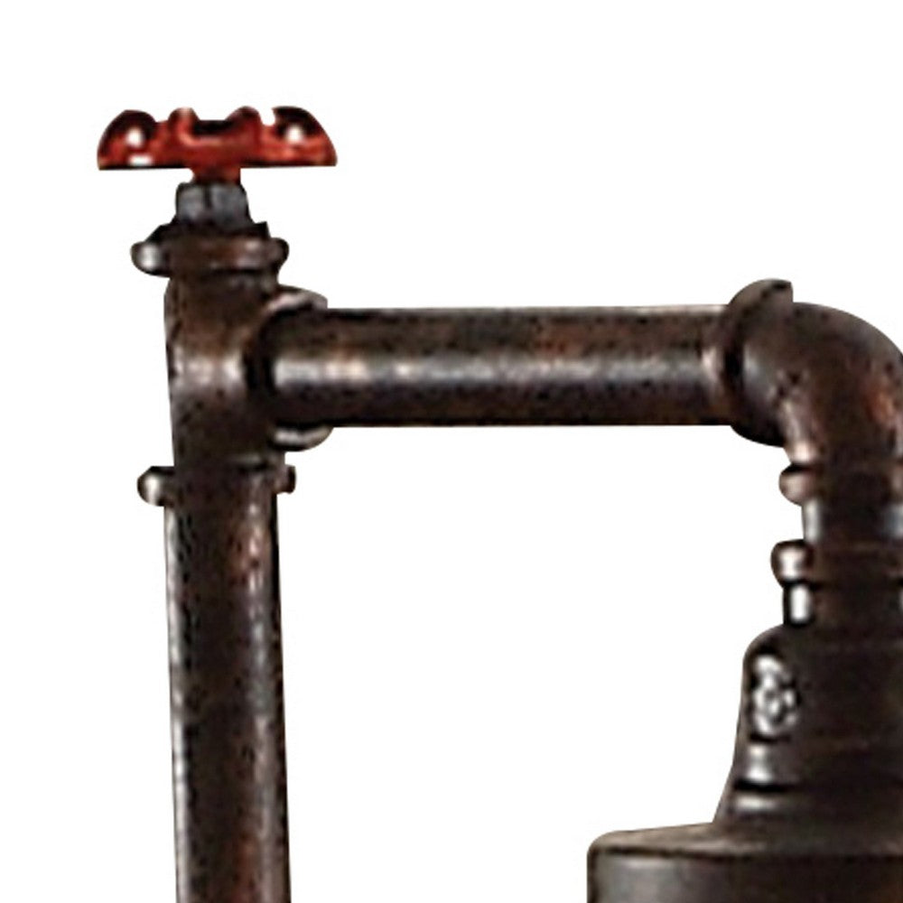 29 Inch Table Lamp, Dome Shade, Industrial Pipe Design, Rustic Bronze