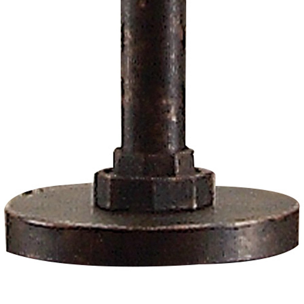 29 Inch Table Lamp, Dome Shade, Industrial Pipe Design, Rustic Bronze