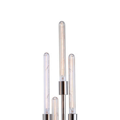 59 Inch Floor Lamp, 4 LED Lights, Metal Round Base, Glossy Nickel Finish