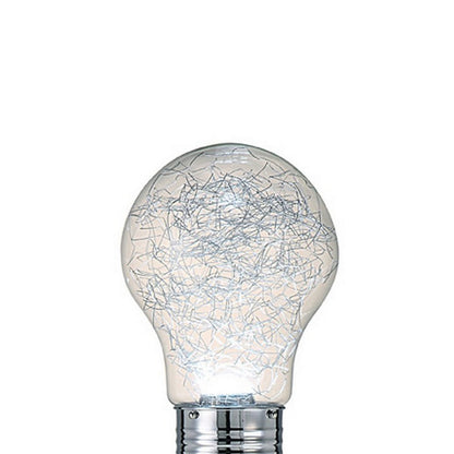 Zoom 66 Inch Floor Lamp, Globe Glass Shade in a Bulb Design, Silver
