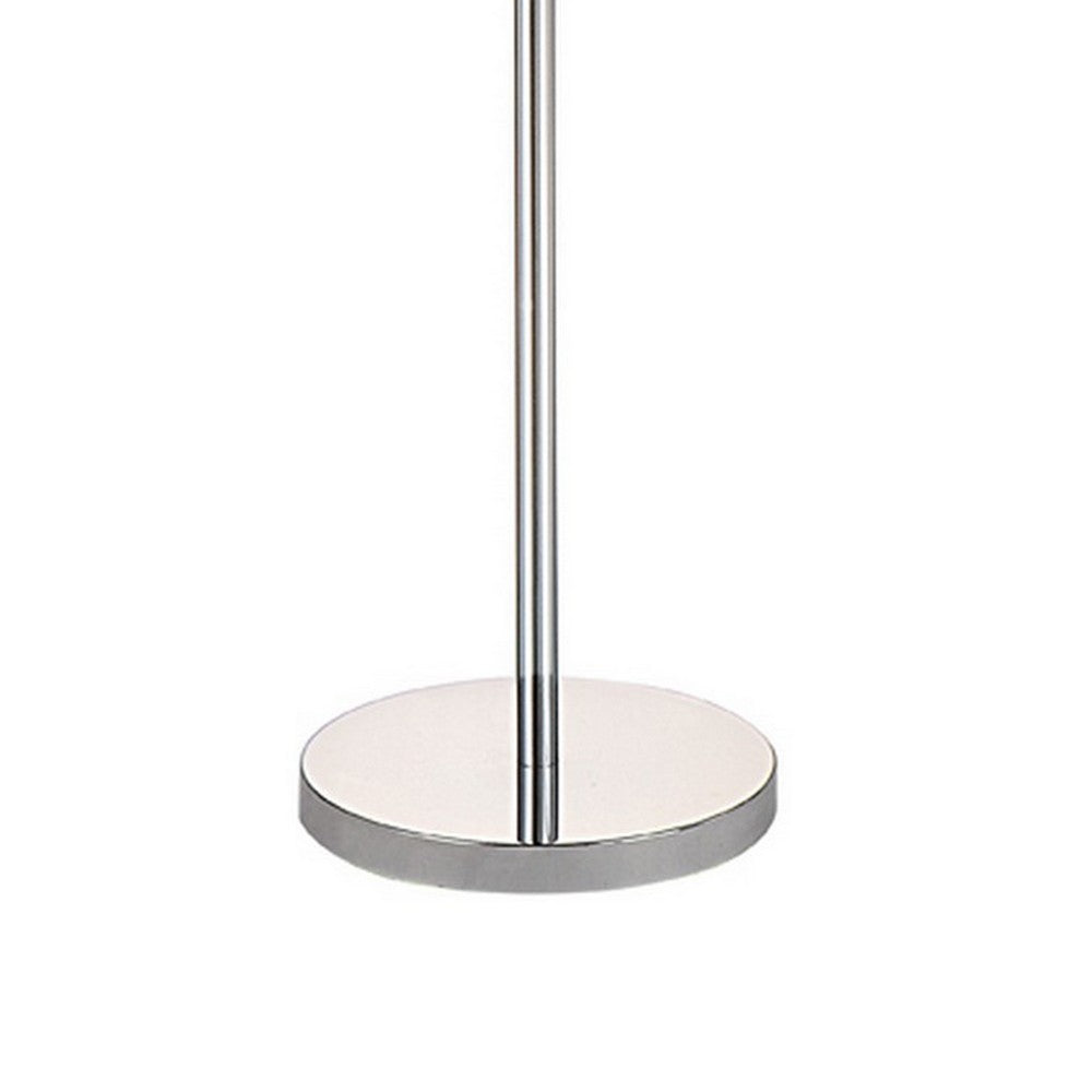 Zoom 66 Inch Floor Lamp, Globe Glass Shade in a Bulb Design, Silver