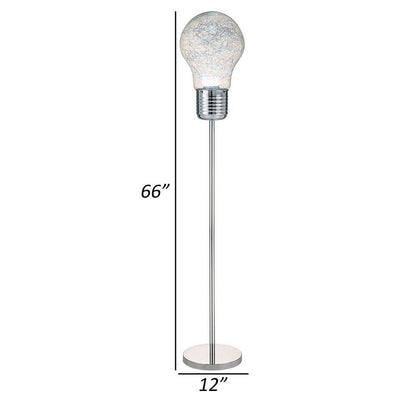 Zoom 66 Inch Floor Lamp, Globe Glass Shade in a Bulb Design, Silver