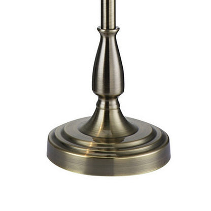 28 Inch Table Lamp, Classic Cone Shape Metal Shade, Antique Rustic Brass