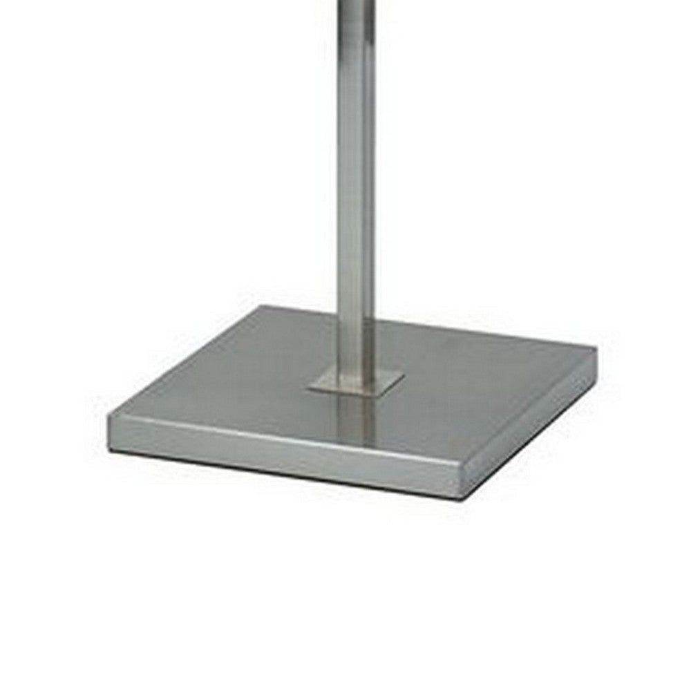 60 Inch Floor Lamp, Metal Drum Shade, Modern Style, Square Base, Nickel
