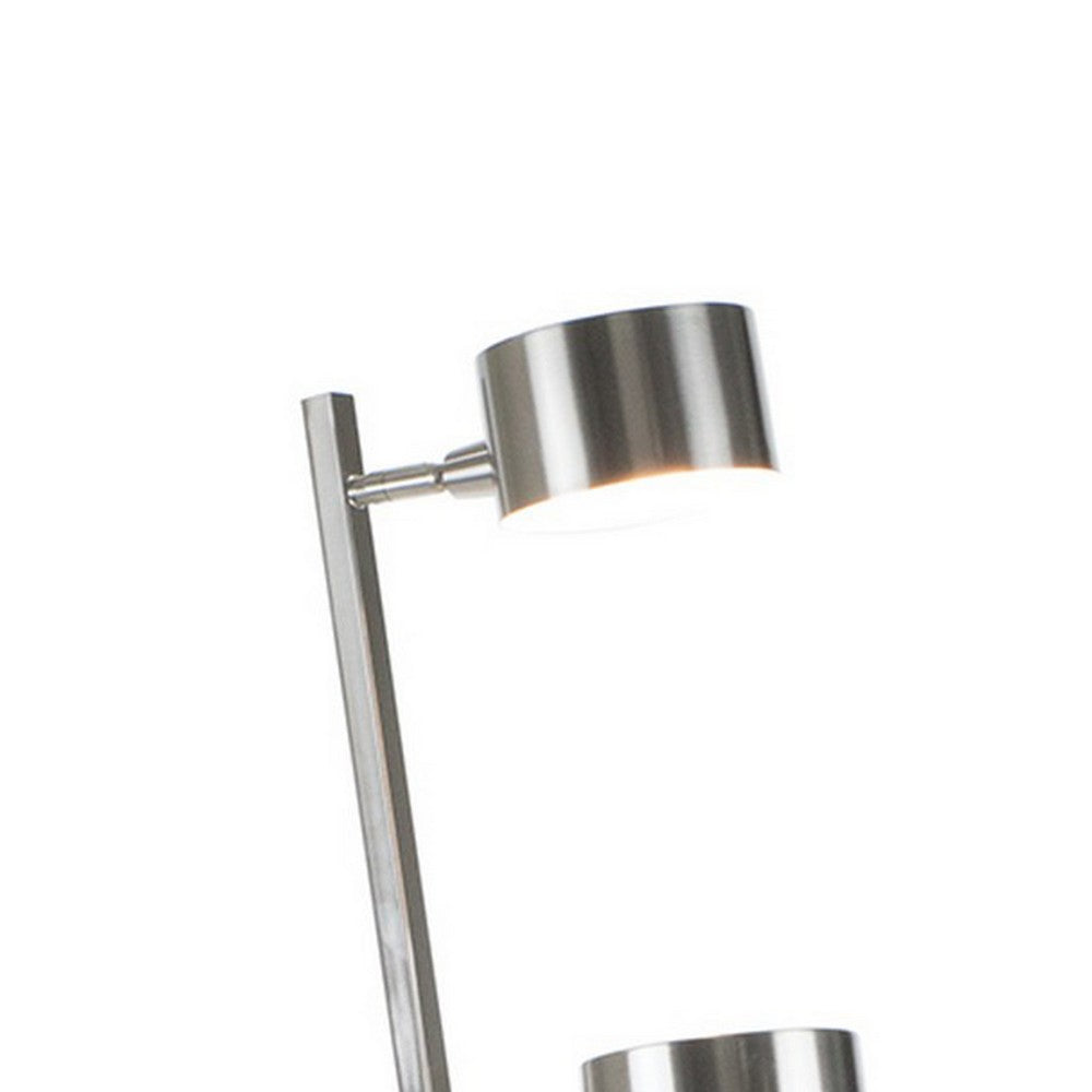 60 Inch Floor Lamp, 3 Drum Metal Shades, Modern Style, Silver Frame