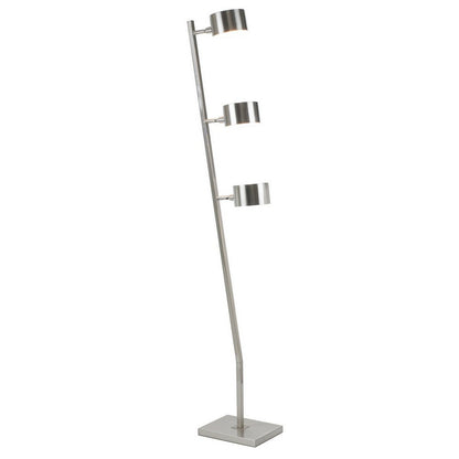 60 Inch Floor Lamp, 3 Drum Metal Shades, Modern Style, Silver Frame
