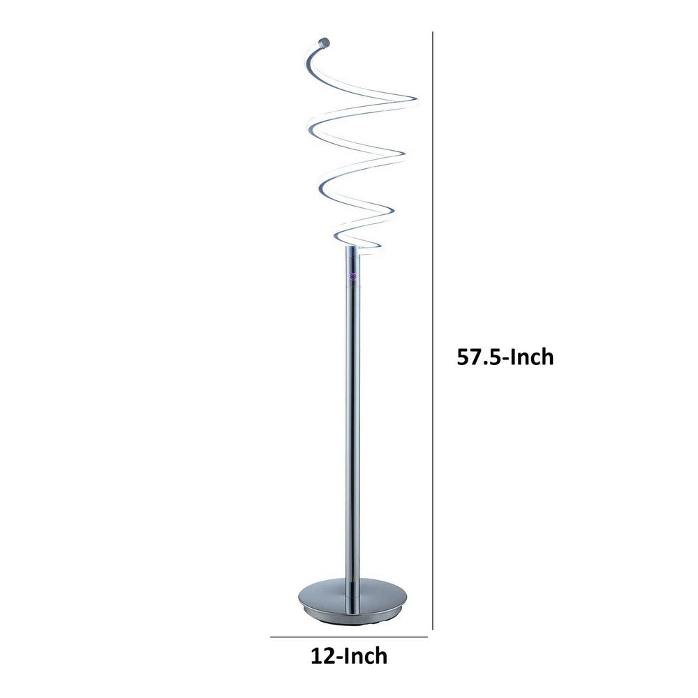 Sun 58 Inch Floor Lamp, Accent Twisted Modern Design, LED Chrome Base