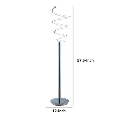 Sun 58 Inch Floor Lamp, Accent Twisted Modern Design, LED Chrome Base