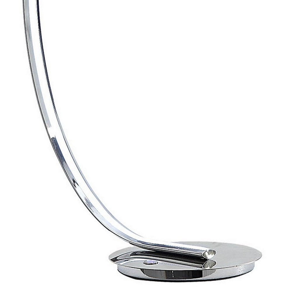 34 Inch Table Lamp, Modern Accent Swing Arm, LED Light, Round Chrome Base