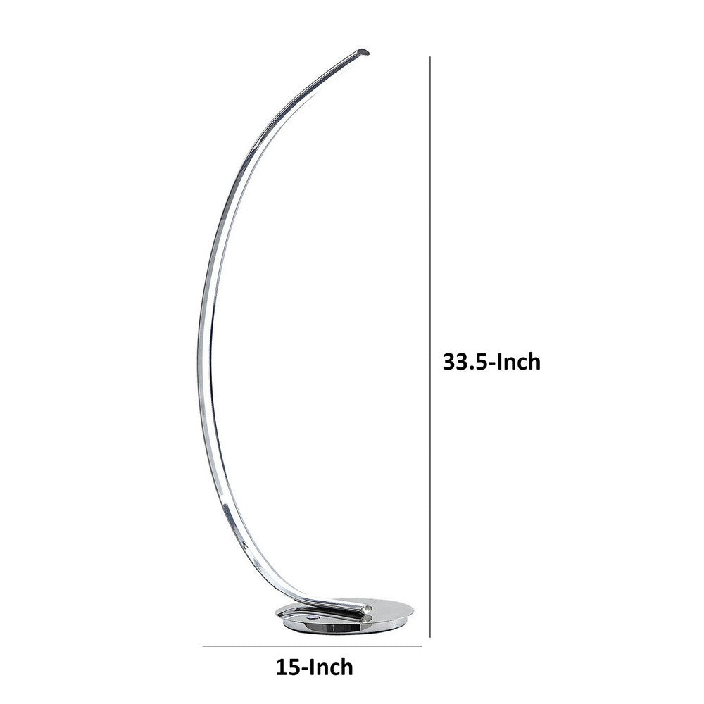 34 Inch Table Lamp, Modern Accent Swing Arm, LED Light, Round Chrome Base