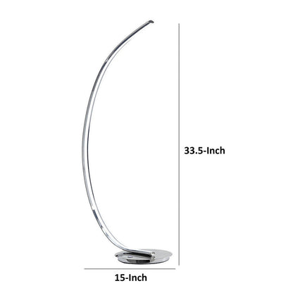34 Inch Table Lamp, Modern Accent Swing Arm, LED Light, Round Chrome Base