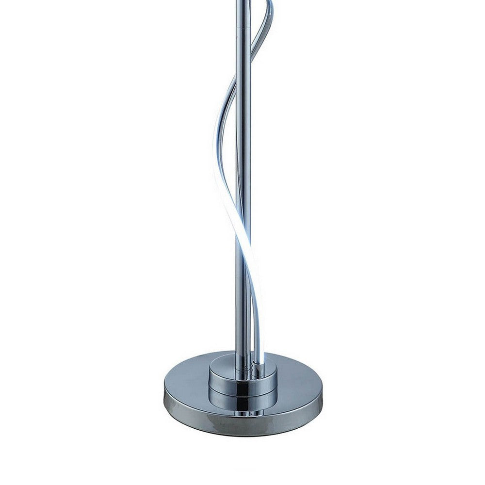 Jame 59 Inch Floor Lamp, Drum Shade, Accent Round Metal Base, Chrome