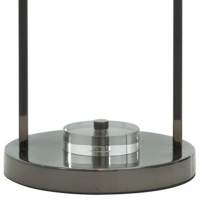 21 Inch Table Lamp, Cylinder Glass Shade, Round Base, Rustic Nickel Gray