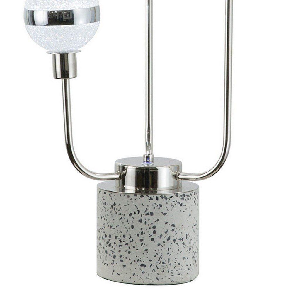 32 Inch Table Lamp, Accent LED Light, Globe Glass Shade, Round Base, Nickel
