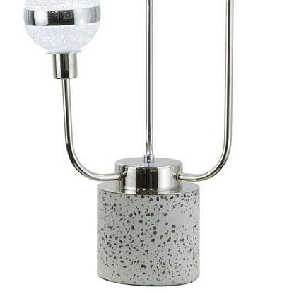 32 Inch Table Lamp, Accent LED Light, Globe Glass Shade, Round Base, Nickel