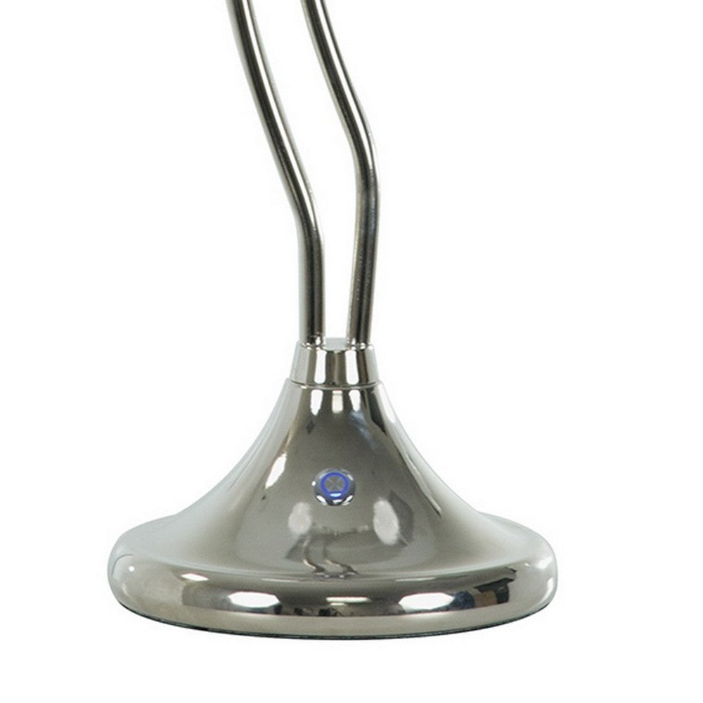30 Inch Table Lamp, Accent LED Light, Globe Glass Shade, Round Base, Nickel