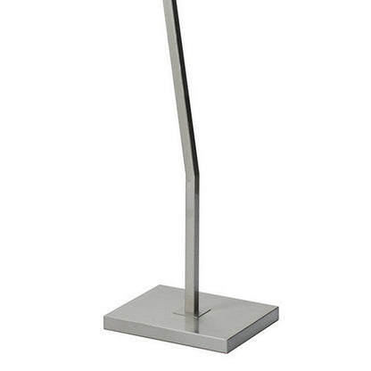 60 Inch Floor Lamp, 3 Dome Glass Shades, Accent Square Metal Base, Nickel