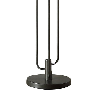 Zen 67 Inch Floor Lamp, 3 Drum Fabric Shades, Round Metal Base, Gray