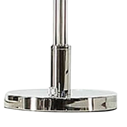 Indi 30 Inch Table Lamp, 3 Drum Fabric Shade, Round Metal Base, Silver