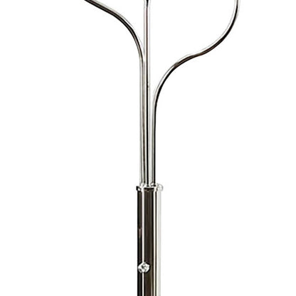 Indi 60 Inch Floor Lamp, 3 Drum Fabric Shade, Round Metal Base, Silver
