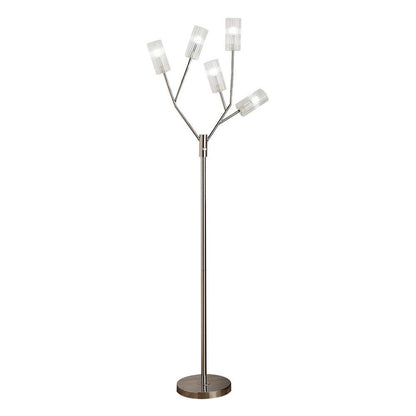 59 Inch Floor Lamp, Modern Accent Globe Glass Shade, Round Base, Nickel