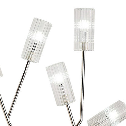 67 Inch Floor Lamp, Modern Globe Glass Shade, Round Metal Base, Nickel